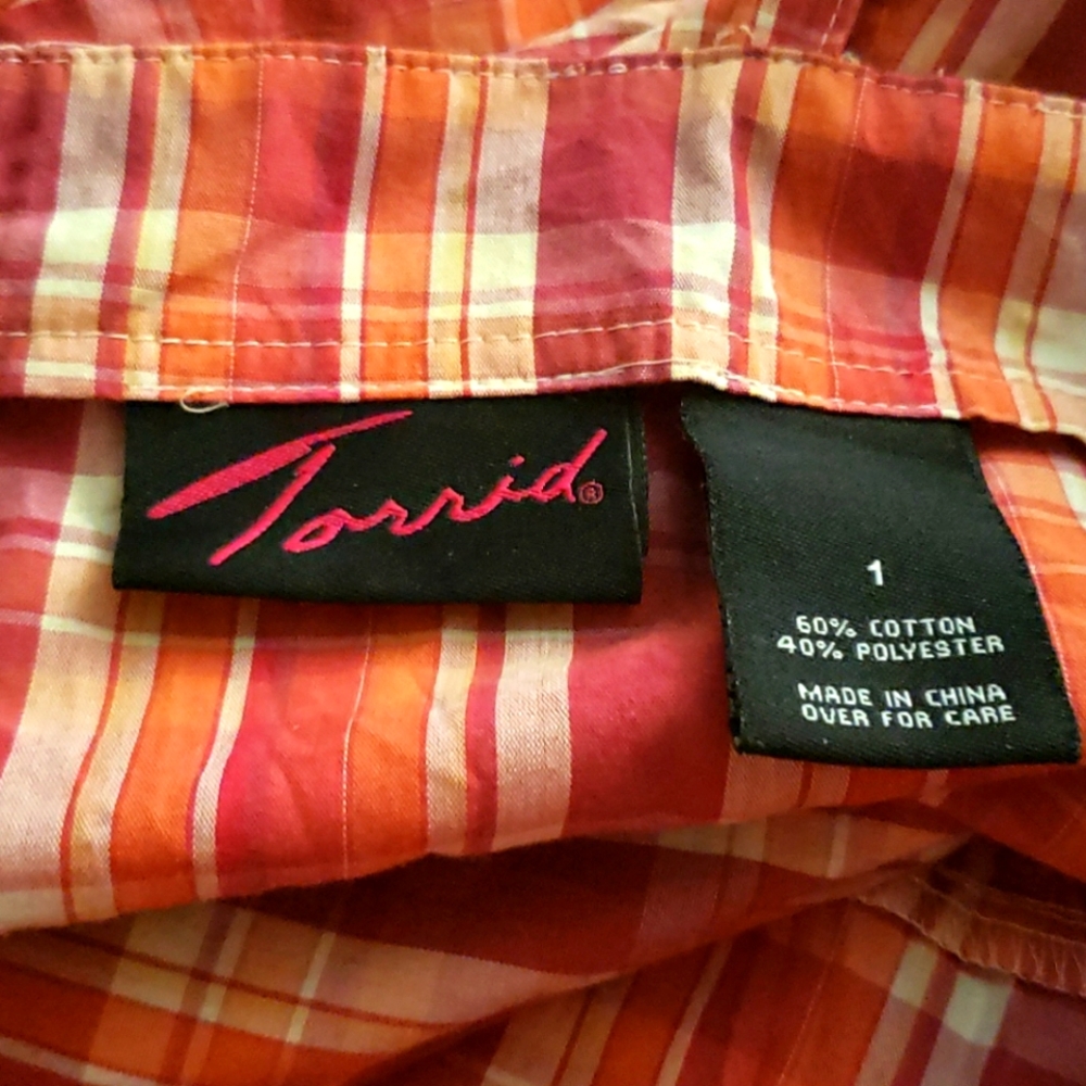 Torrid Womens tank blouse plaid 1 plus size